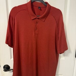 Lululemon Men's Metal Vent Tech Polo shirt Burnt Red large